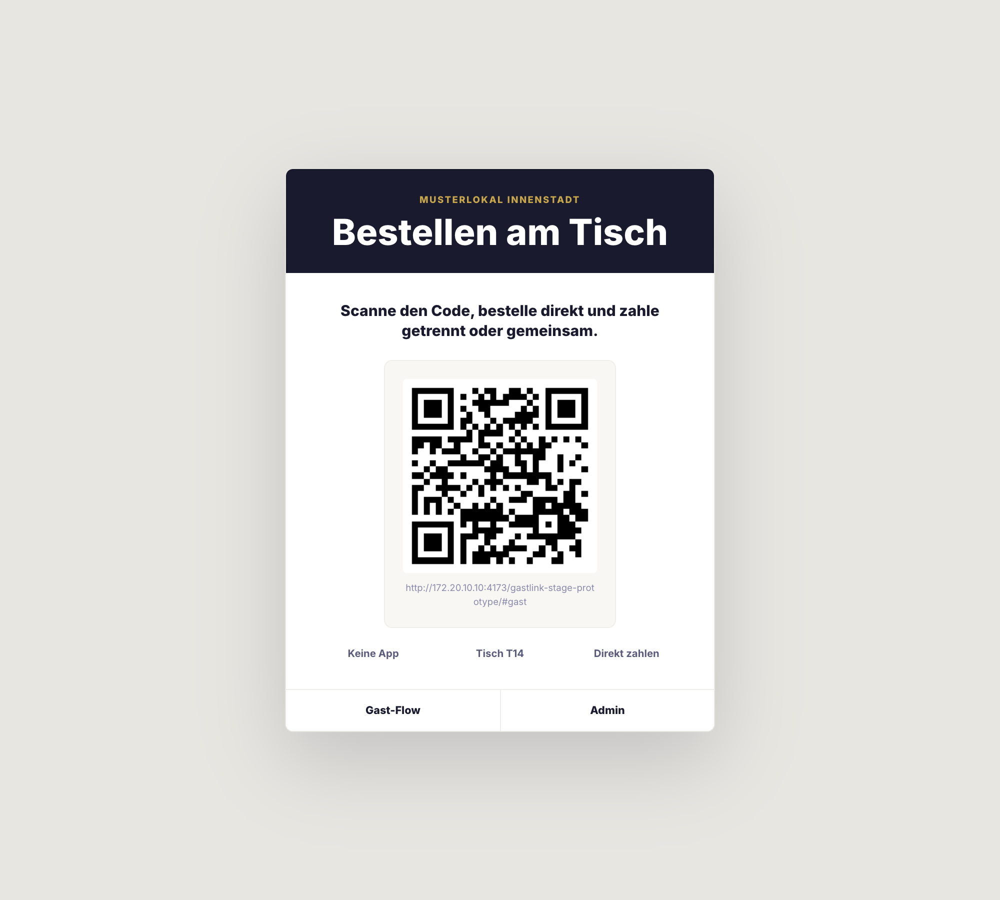 Gastlink Tischaufsteller als optionaler Branding-Touchpoint